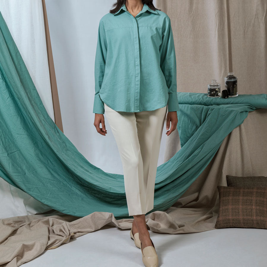 Women's Pure Linen Top (LIN-1220|1701|FOLA)