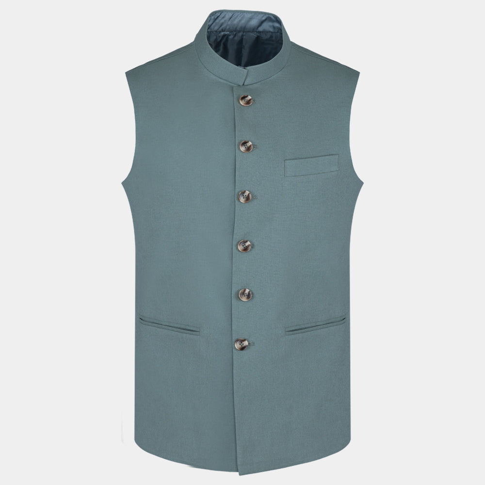 Men's Pure Linen Waist Coat (LIN-1447|REG)       